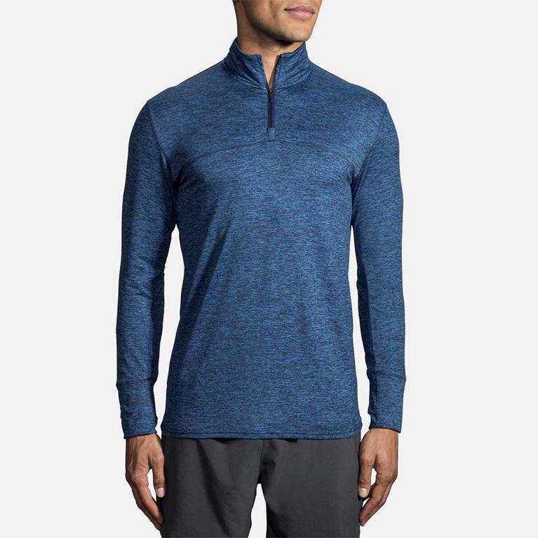 Brooks Men's DASH HALF ZIP Running Jackets - Blue - Canada (TMCFD-0734)